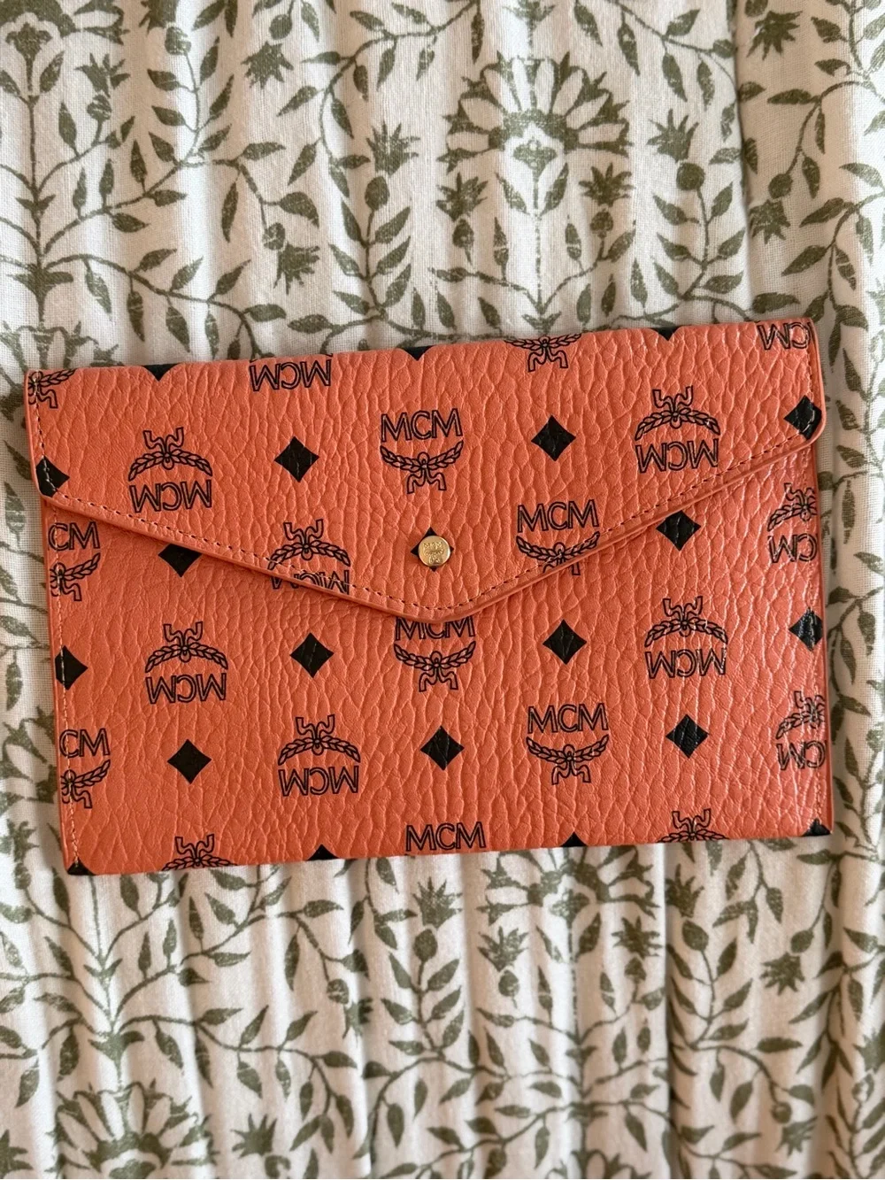 MCM Cognac Visetos Envelope Clutch